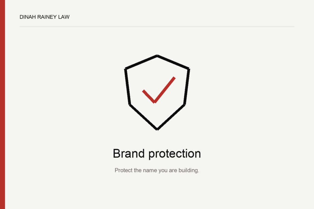 Brand protection — custom Dinah Rainey Law illustration.