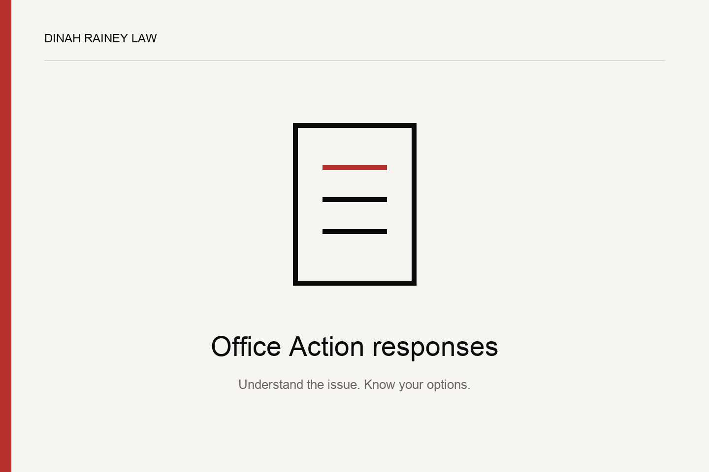 Office Action responses — custom Dinah Rainey Law illustration.