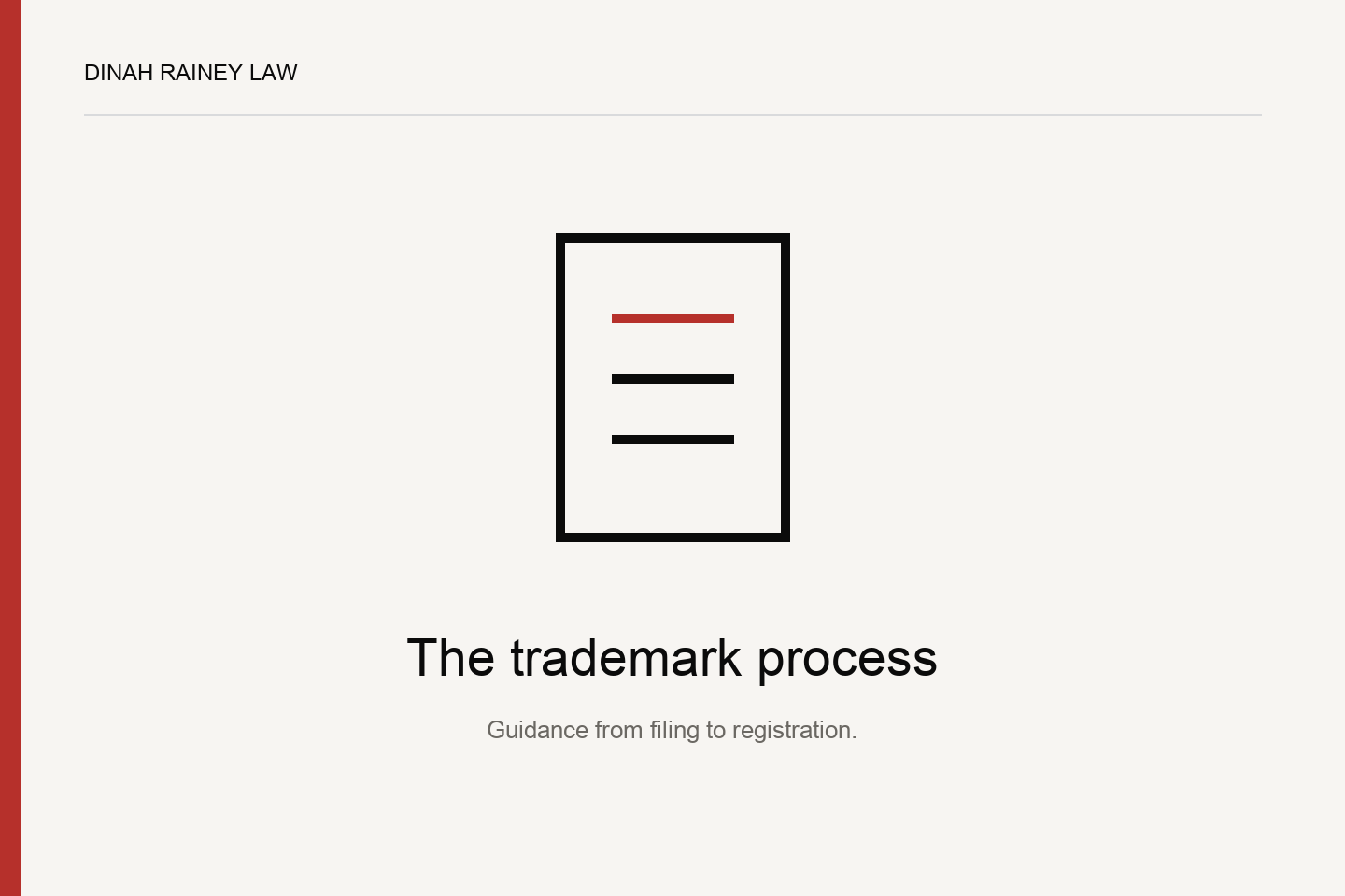 The trademark process — custom Dinah Rainey Law illustration.